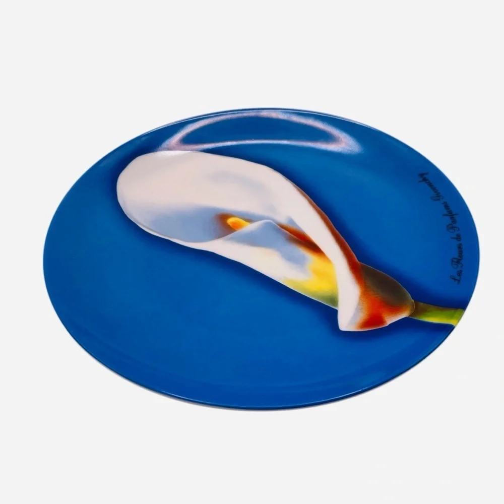 Vintage Set 3 GIVENCHY Parfums 2003 Paris Porcelain Dessert Plates Flowers 8” - Picture 7 of 12